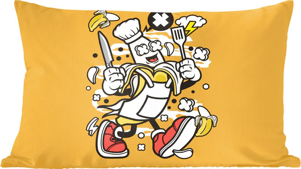 MuchoWow Zierkissen Sofakissen Wohnzimmer Dekokissen 60x40 cm Vintage - Banane - Schürze - Kopfkissen - Polster mit Foto