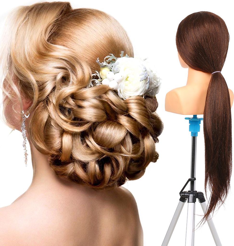 Schaufensterpuppenkopf Mit Echthaar – 27,9 Cm, Goldbraun, Für Friseur-Training & Make-up-Übungen