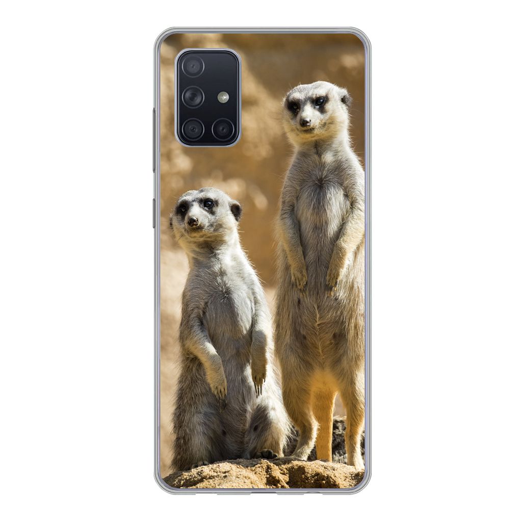 MuchoWow Handyhülle Schutzhülle Hülle für Samsung Galaxy A51 5G Felsen - Erdmännchen - Tiere Silikon Softcase Handy Hülle - Abbildung