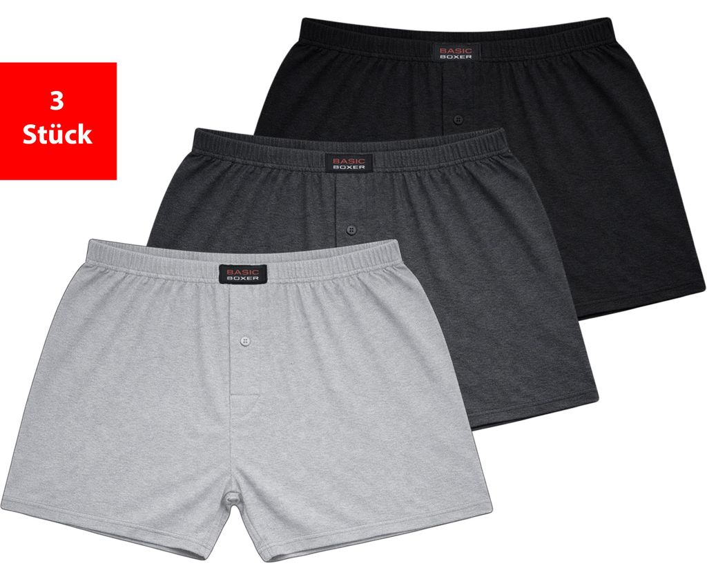 Boxershorts Herren Boxershorts Baumwolle 3er-9er Pack Eingriff Unterwäsche -Schwarz Grau Anthrazit S 3 Stück