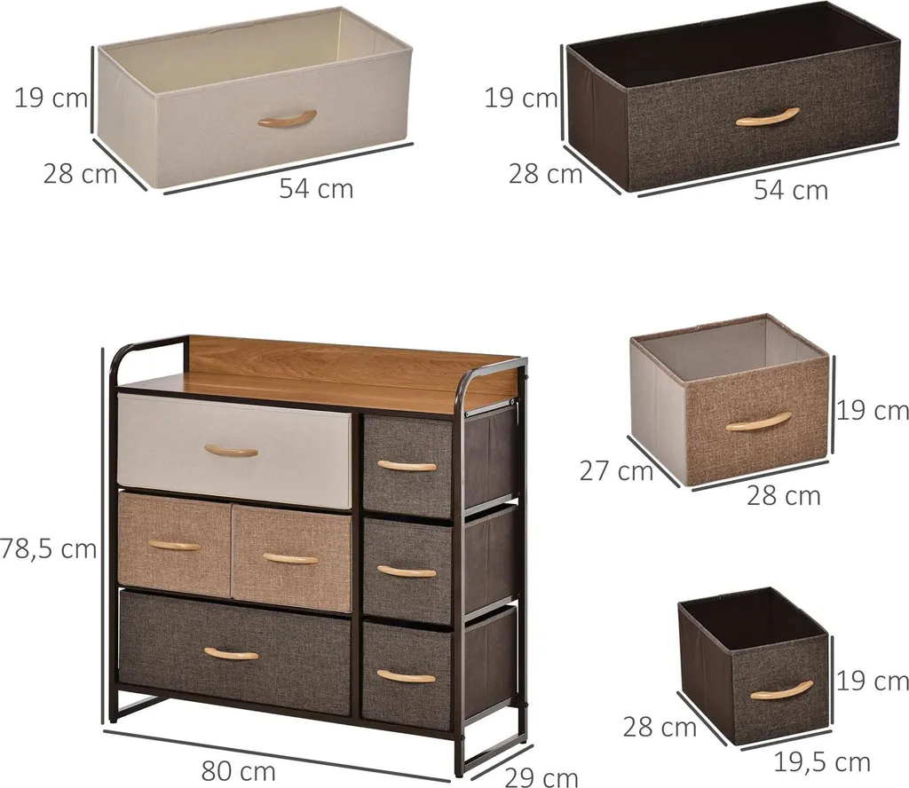 Rangement textile multicolore 7 tiroirs : tour de rangement modulable