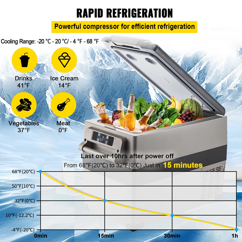 Glacière portable 35L VEVOR - Refroidissement rapide compresseur -20°C