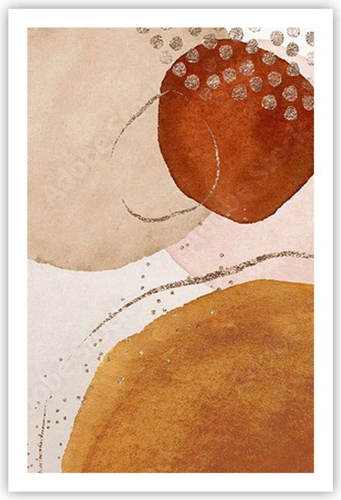 Poster - Poster ohne Rahmen - Orange Abstraktion Flecken - 61x91,5 cm - Wand Bild - Wanddeko - Wandbilder - Kunstposter - Wandposter - Bilder - Kun...