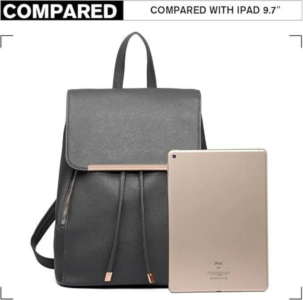 Petit Sac à Dos Femme Étanche Cuir PU Souple avec Poches Multiples - 4