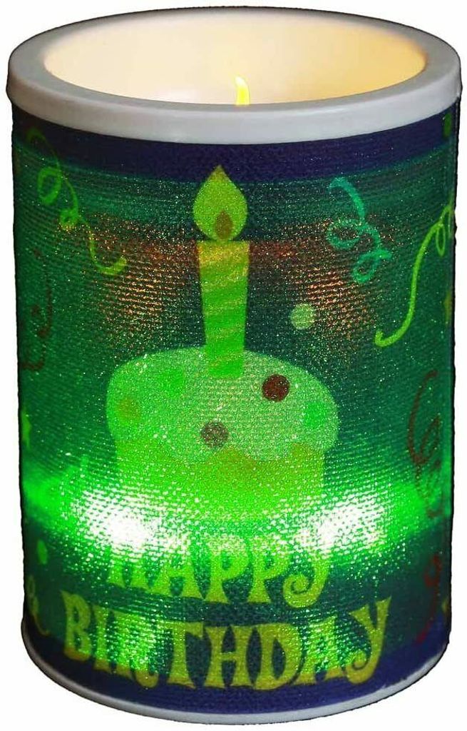 HAAC LED Kerze Ledkerze Lampe Leuchte Happy Birthday Glitter Farbwechsel 10 cm