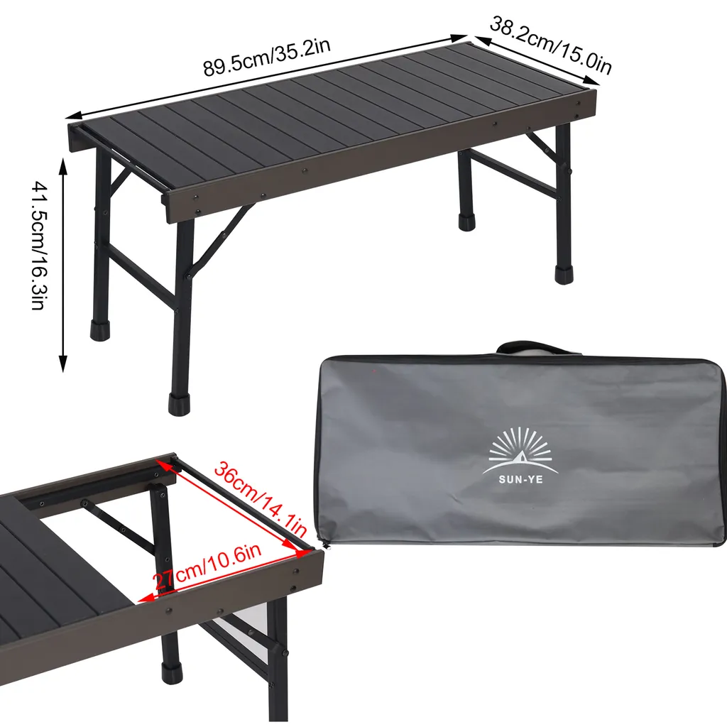 Table de camping pliable ultra légère et résistante en aluminium gris - 7