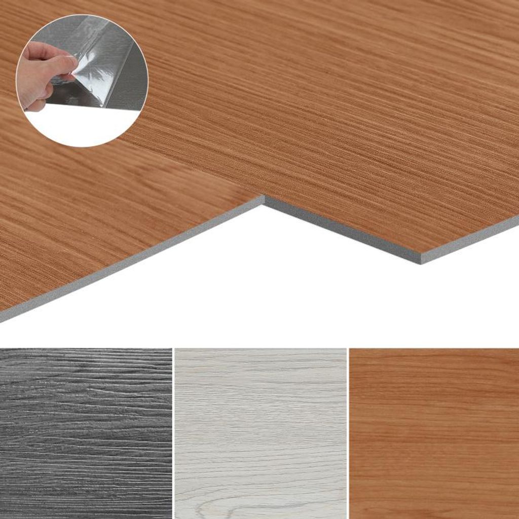 Jayseuw 2,5m² Vinylboden Vinyl Laminat Selbstklebend Dielen Planke PVC Bodenbelag Rutschfest Wasserfest 18 Stück Vinyl-Dielen Holzmaserung Dielen...