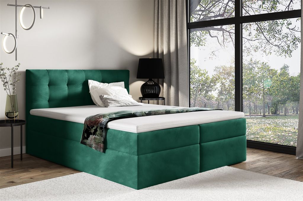 Boxspringbett Schlafzimmerbett OVIEDO 120x220cm Stoff Fresh Grün