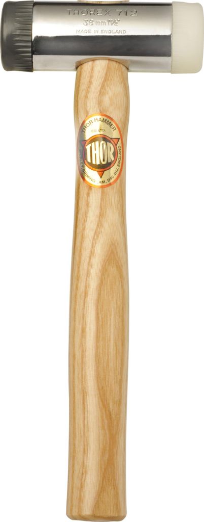 THOREX Hammer Nylon und PVC Einsätze, Rund (Ø) 32mm, 450g, Holzstiel