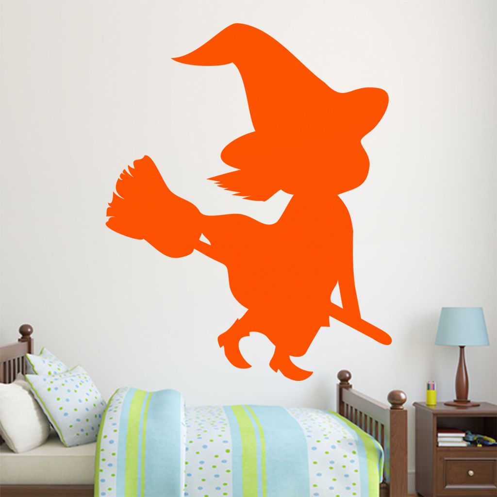 hauptsachebeklebt KIWISTAR Hexe Silhouette - Besen Reiten Hut Böse Wandtattoo in 6 Größen - Wandaufkleber Wall Sticker - Dekoration, Küche, Woh...