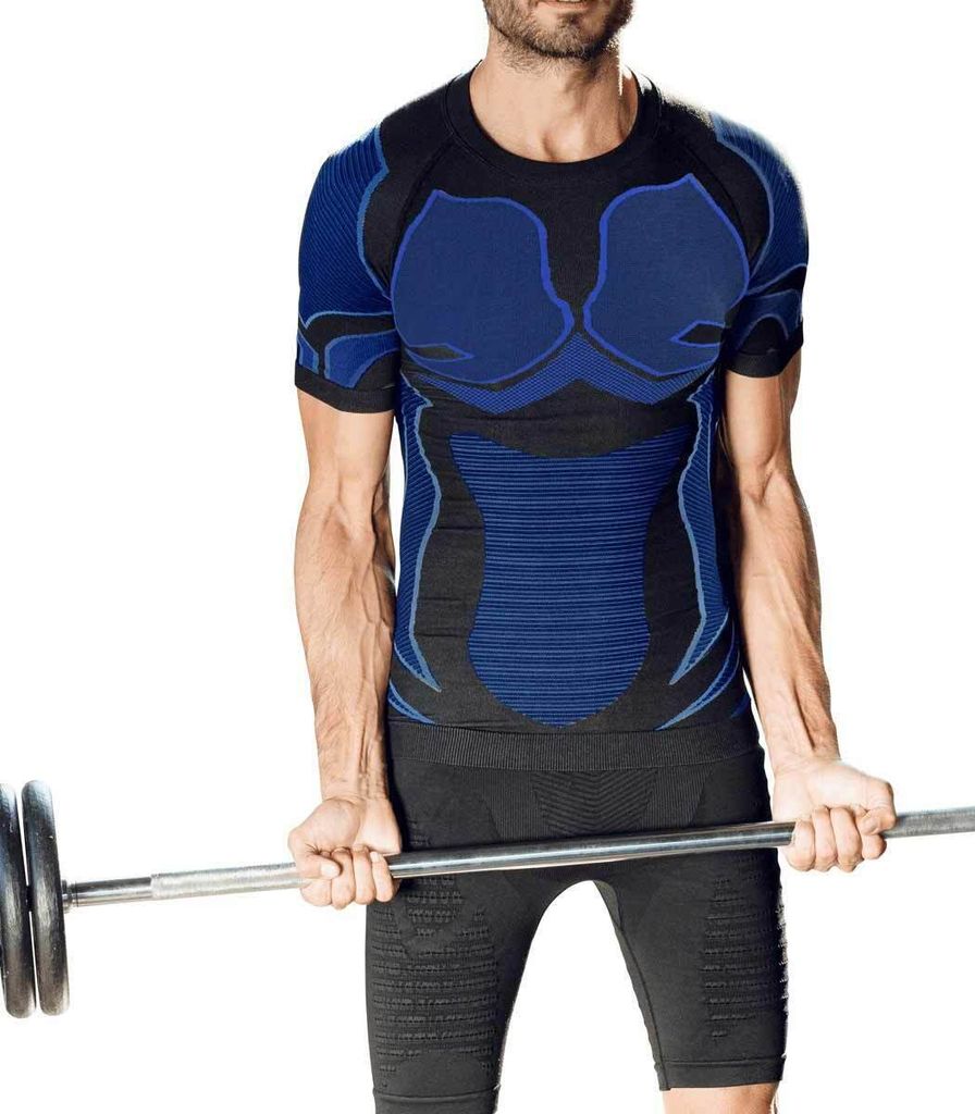 Multisport Atmungsaktives Sport T-Shirt schwarz/blau-S/M