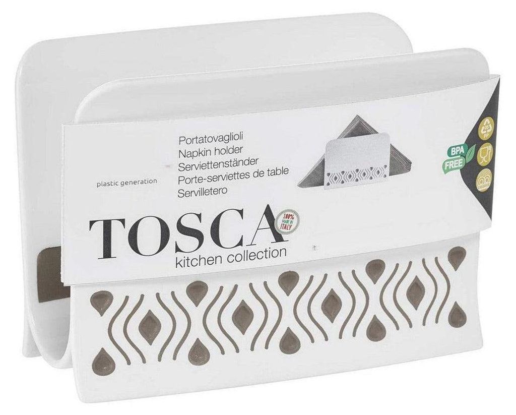 Stefanplast Tosca Serviettenhalter Weiß/Tortora BPA-frei spülmaschinenfest 15,5x7,5x11 cm