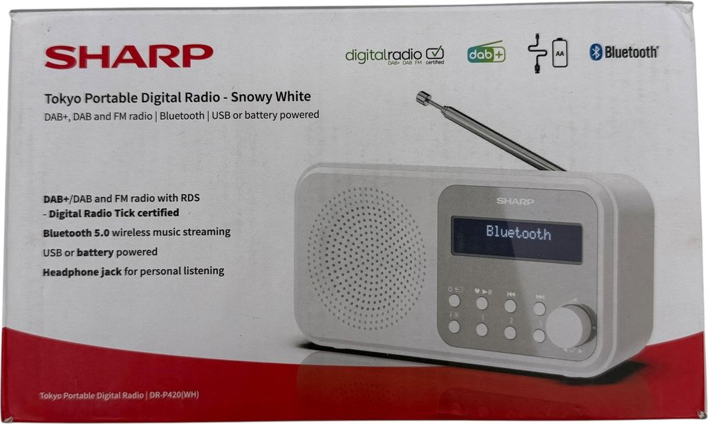 Radio Numérique Portable Sharp DR-P420 – DAB+/DAB/FM, Bluetooth 5.0, USB