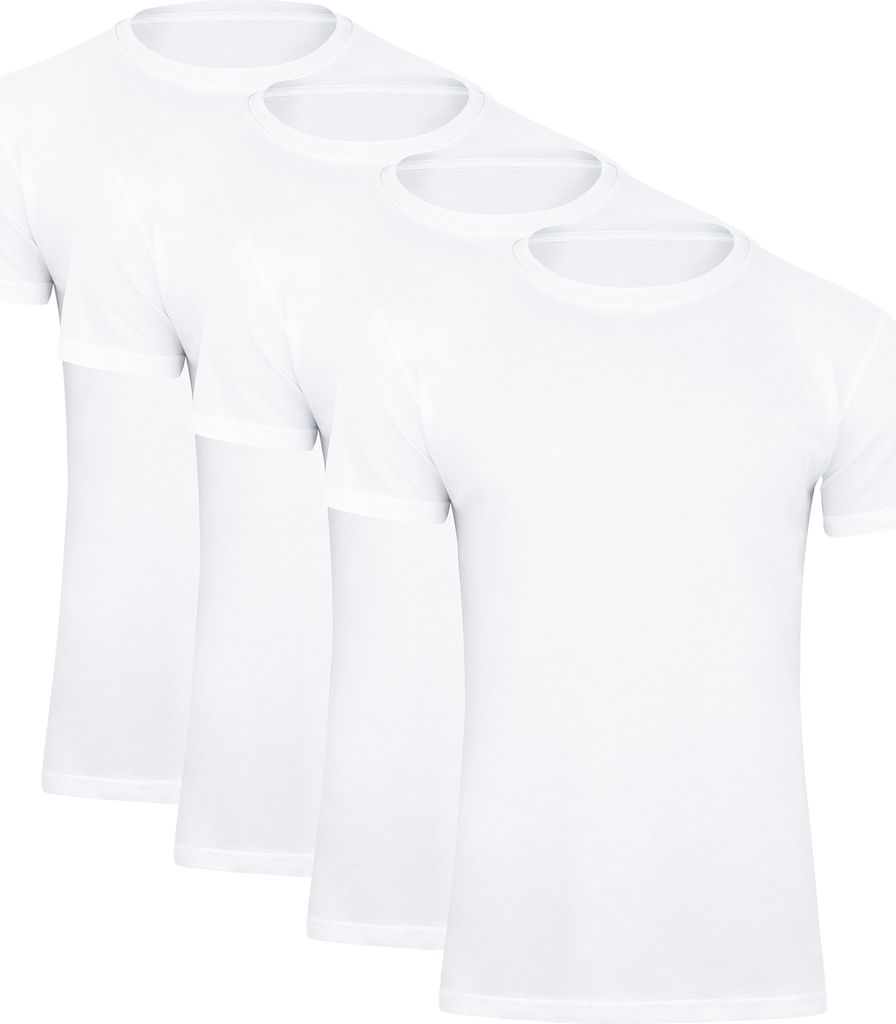 Paolo Renzo Rundhals Basic T-Shirt O-Neck 4 Stück - 100% Baumwolle - Größe XXL - Weiß