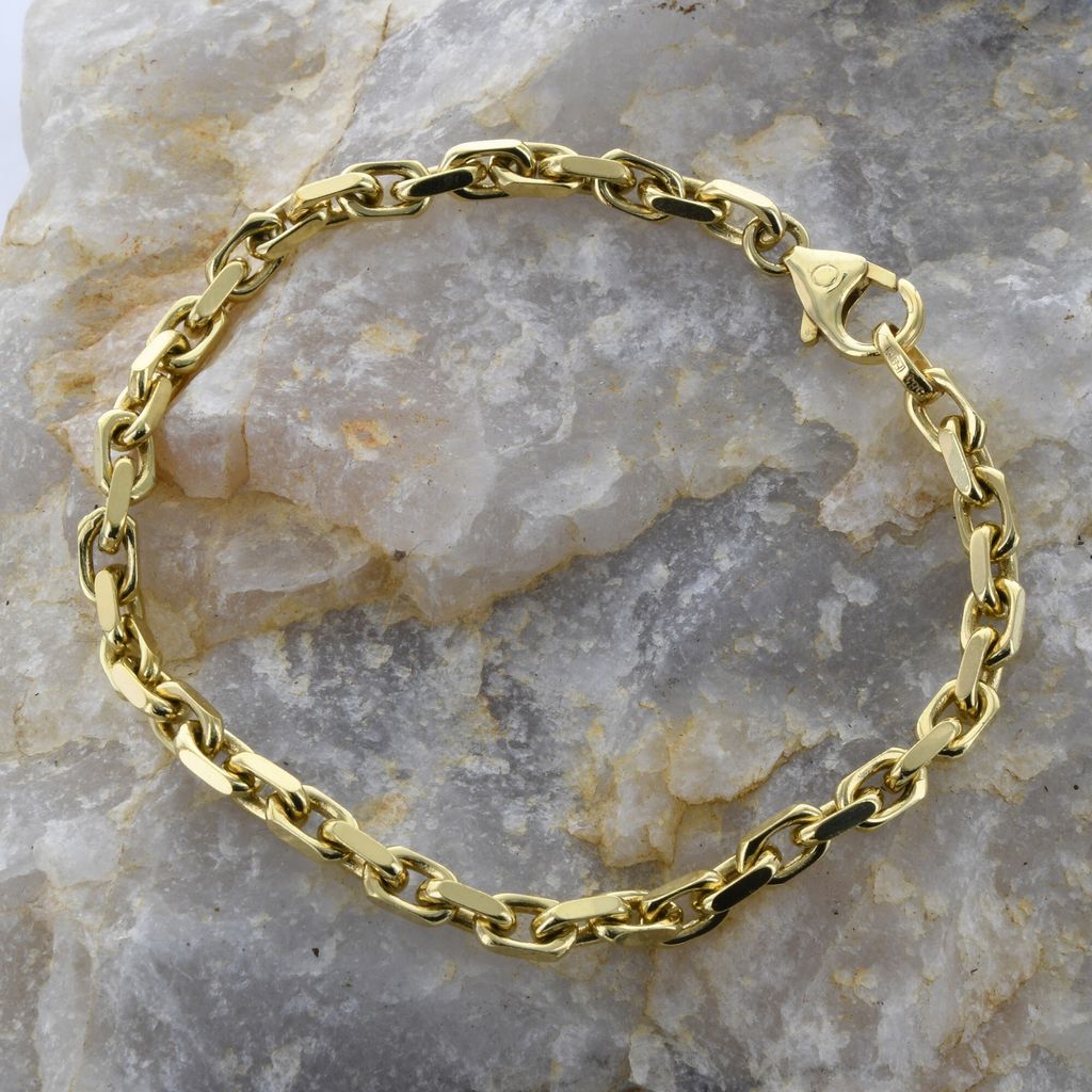 Ankerkette diamantiert Länge 19cm - Breite 3,8mm - 585-14 Karat Gold