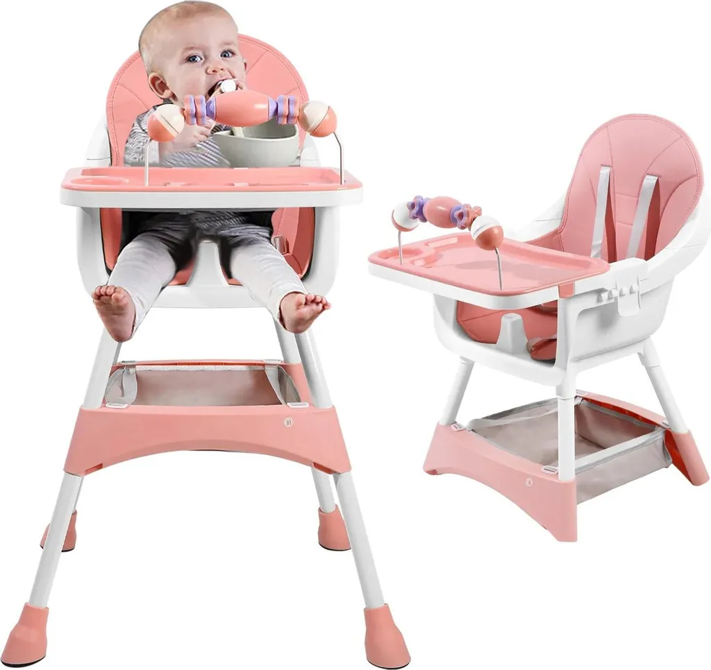 Seggiolone Bambini 3-in-1 Rosa: Sistema di Sicurezza e Igiene Top