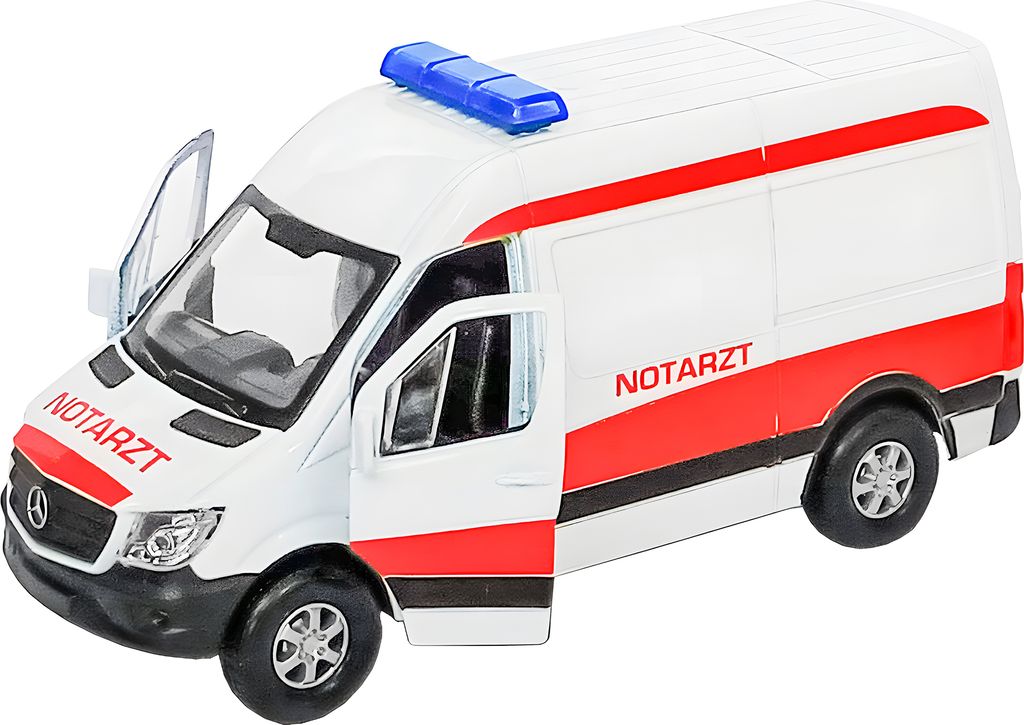 MERCEDES BENZ Sprinter Notarzt Modellauto aus Metall WELLY Produktbild 