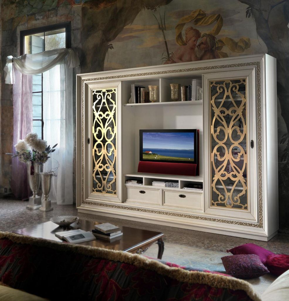 Fernsehschrank Anbauwand Wohnwand TV Schrankwand Massivholz Modern Echtholz Neu