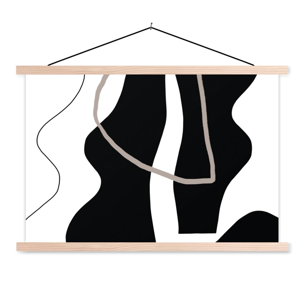 MuchoWow Textilposter Abstrakt - Minimalismus - Design 120x80 cm mit holzfarbenen Rahmen - Aufhängeset