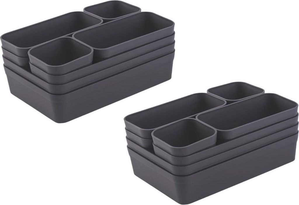Gariella 2 x Schubladen Organizer 8-teilig Anthrazit
