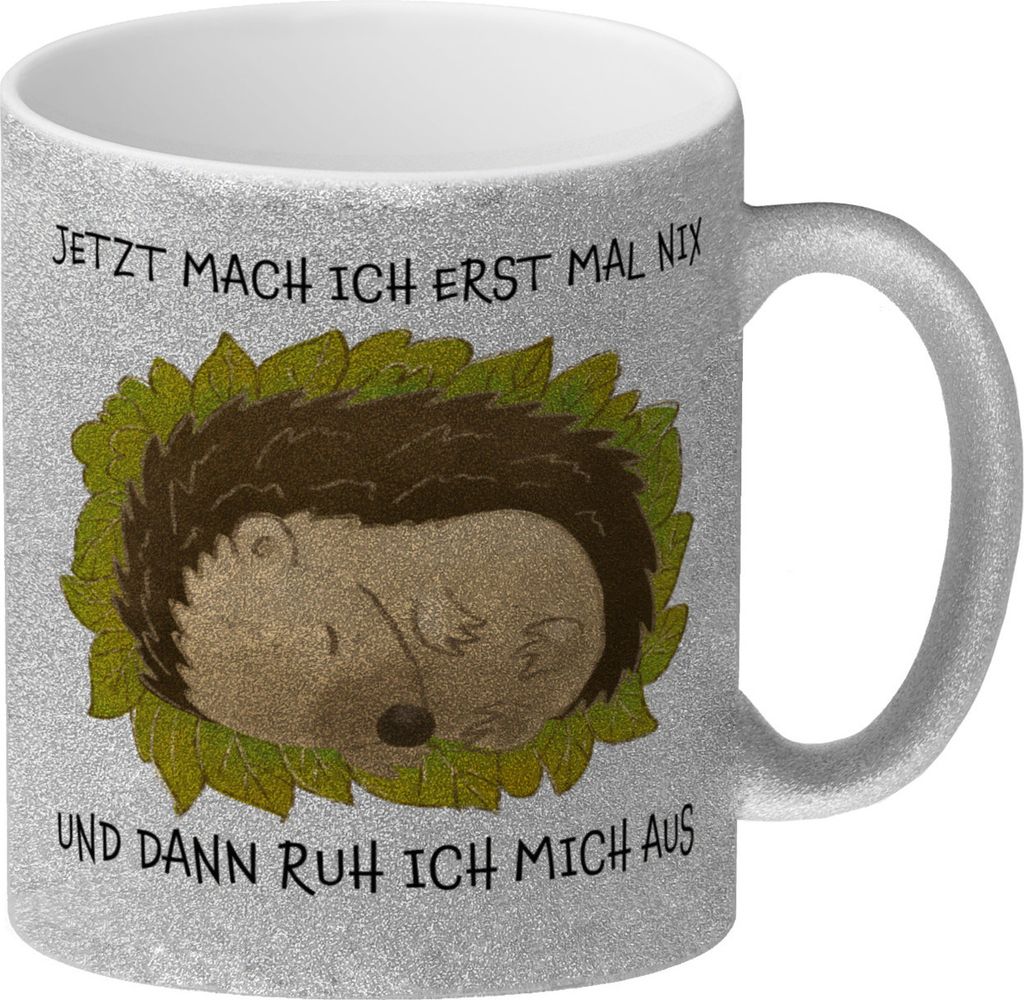 Jetzt mach ich erstmal nix und dann ruh ich mich aus Glitzer-Kaffeebecher mit