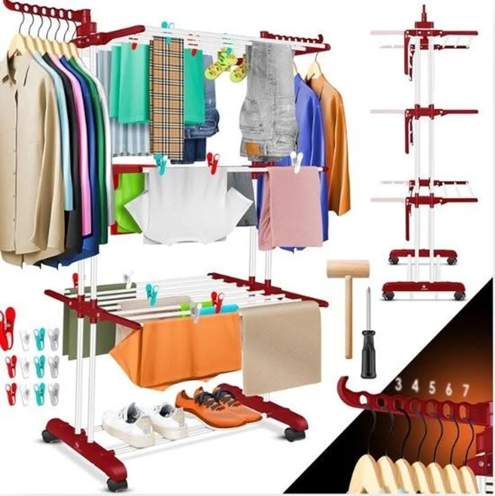 Séchoir à linge tour pliable pour intérieur et extérieur - Stable et Gris