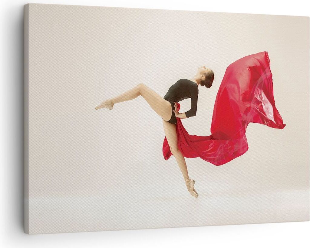 Bild auf Leinwand - Leinwandbild - Einteilig - Ballerina Tanz Rot - 70x50cm - Wand Bild - Wanddeko - Wandbilder - Leinwanddruck - Bilder - Wanddeko...