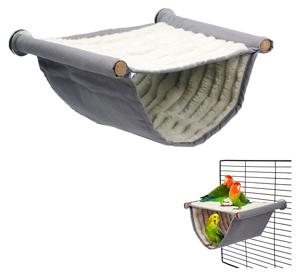 Hängematte für Vögel – Doppelstöckiges warmes Nest mit Stützplatte | Spielzeug & Zubehör für Käfig, Winterruhe & Schutz