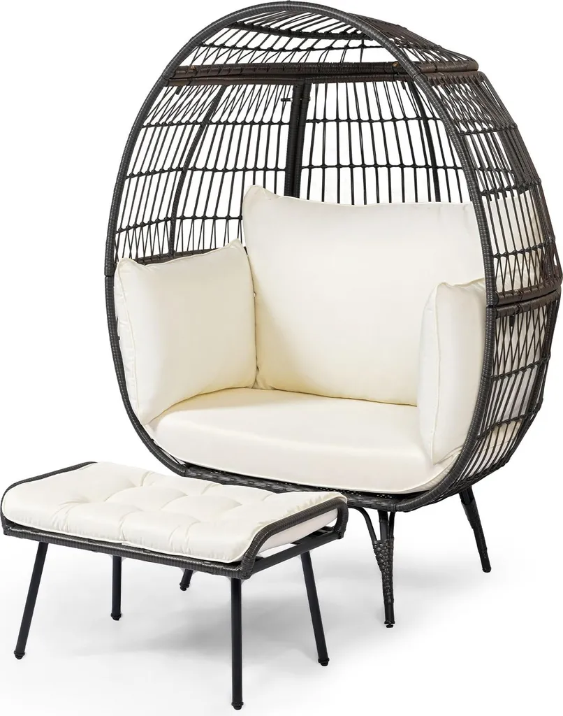 Fauteuil de jardin XL en rotin structure acier pour confort longue durée