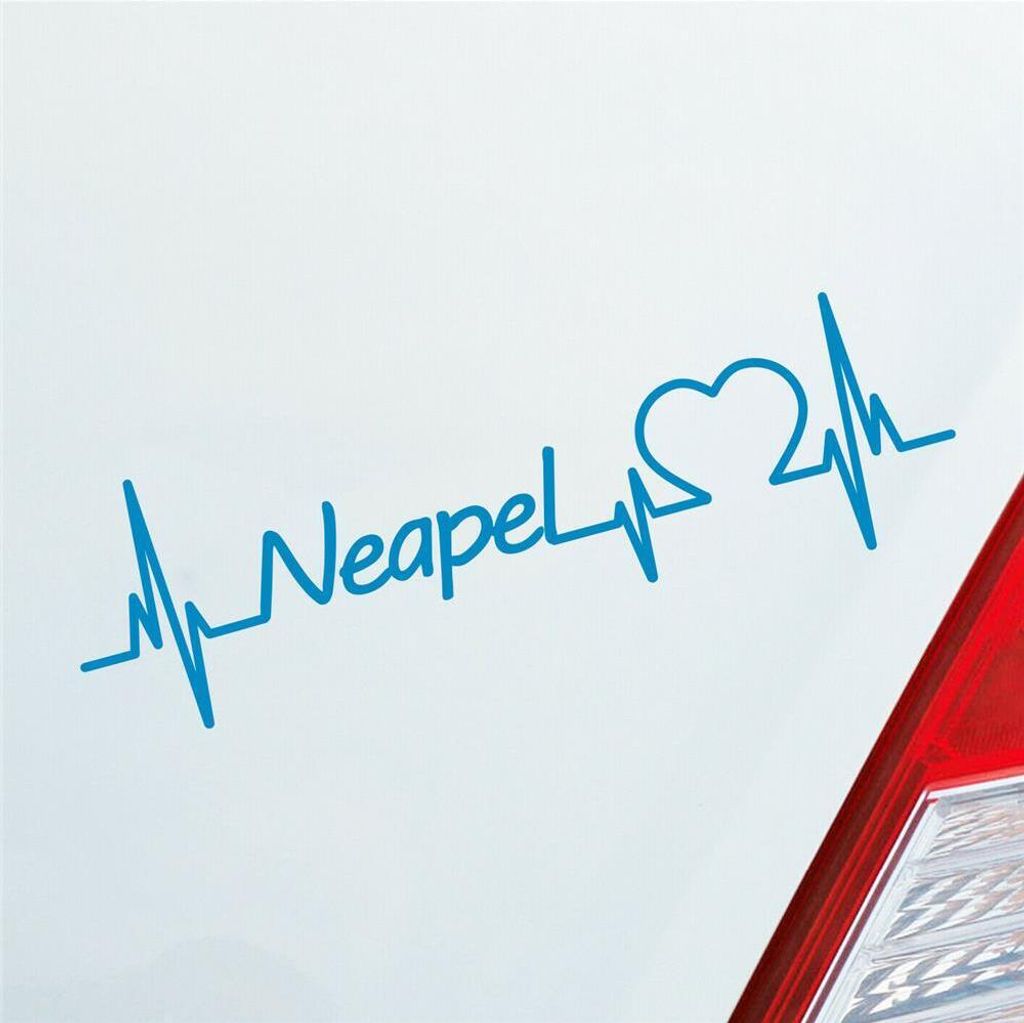 Auto Aufkleber Neapel Herz Herzschlag 19x6 cm Hellblau Sticker Heckscheibenaufkleber