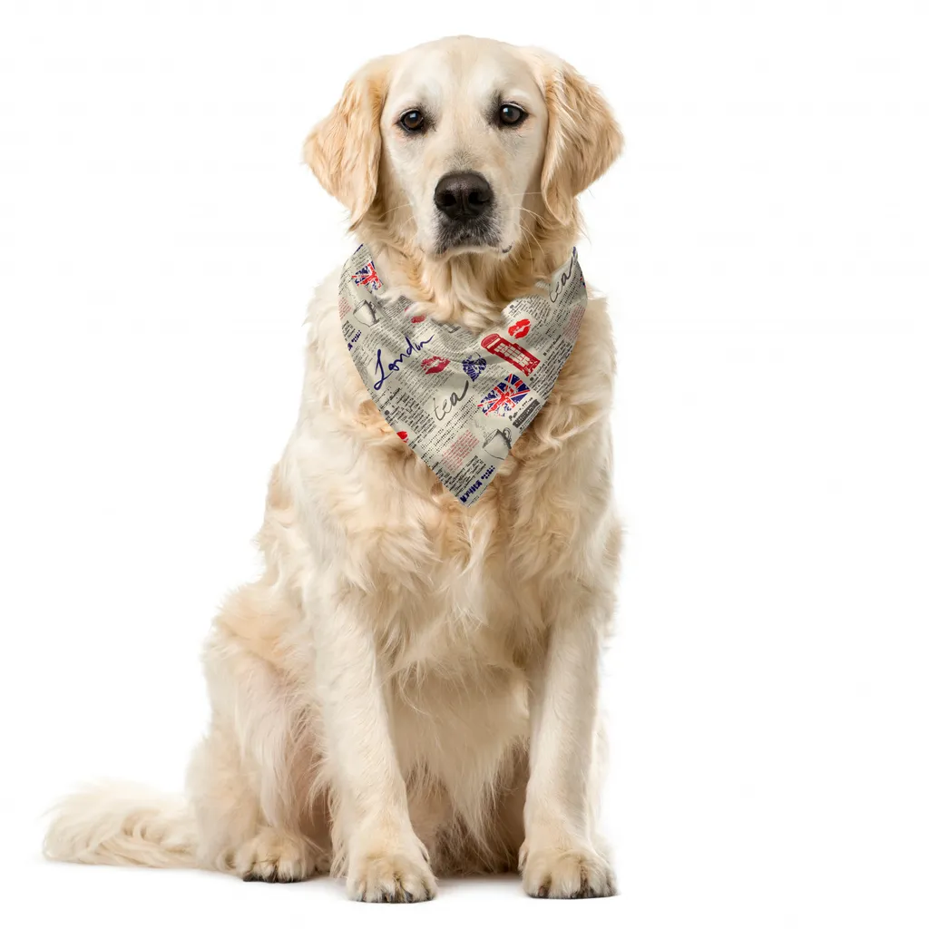 Sciarpa Bandana ABAKUHAUS Cani Newspaper Kiss Marks Beige Navy
