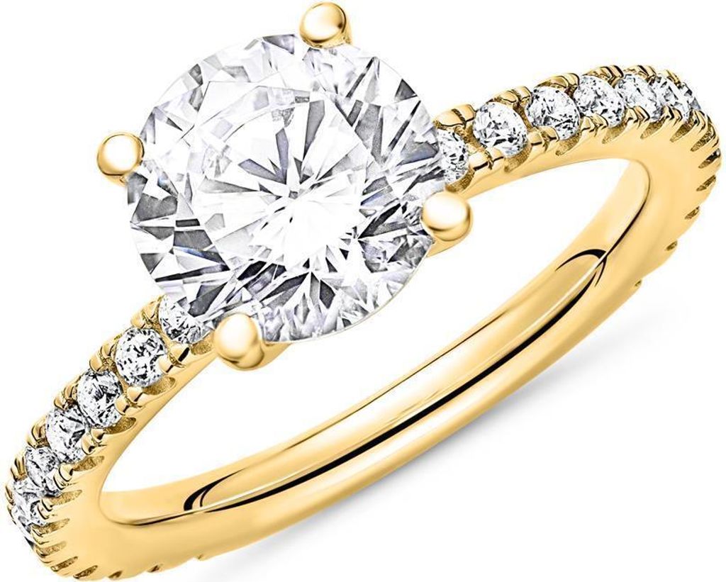 JEWLIX Verlobungsring aus vergoldetem 925er Silber mit Zirkonia