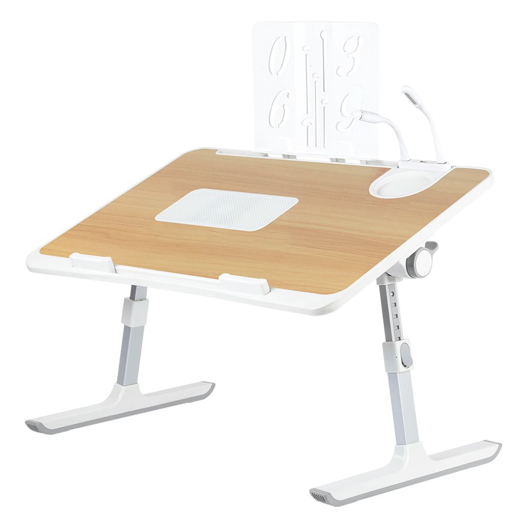 Laptoptisch für Bett,Höhenverstellbar,Laptop Betttisch Klappbar mit Laptop Kühler,Schlitz,Licht und Ventilator,Notebooktisch für Bett 60x40x26-...