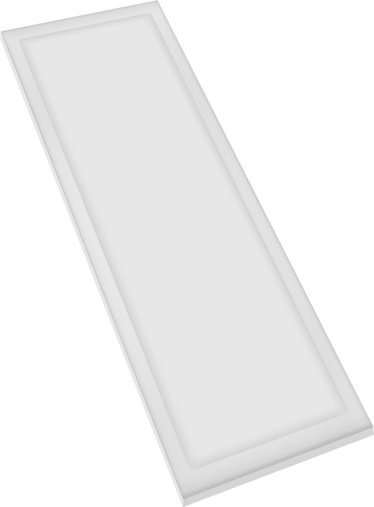 A white LED panel light is shown against a white background.