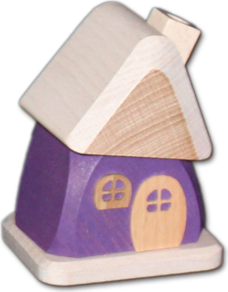 Holzwaren Egermann kleines Räucherhaus - erzgebirgische Räucherdeko aus Holz - 9cm - 918 lila