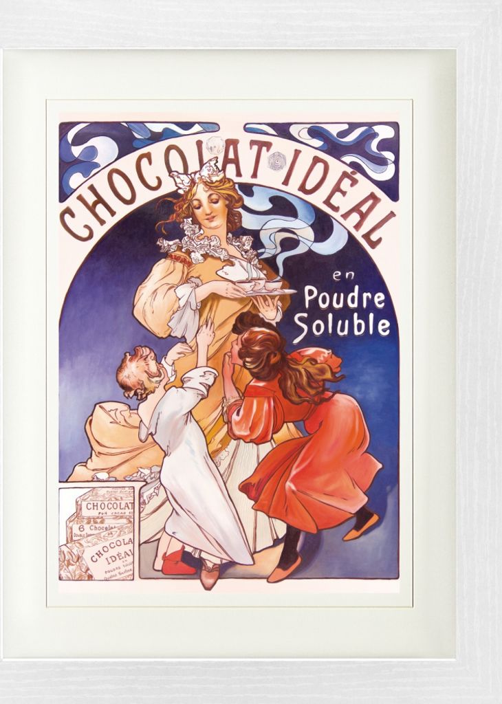 Alphonse Mucha Gerahmtes Bild Mit Edlem Passepartout | Wand-Bilder | Im Bilderrahmen - Chocolat Idéal, 1897 (40 x 30 cm)