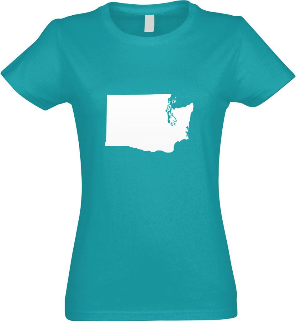 Kiwistar - T-Shirt tailliert - Damen - türkis - USA - Bundesstaat - Washington - mit Motiv Bedruckt - Funshirt Design - Sport - Freizeit - Damen -...