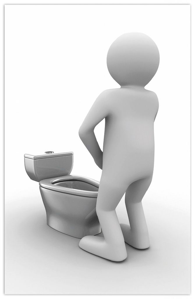 Wallario Premium Teppich, Größe 90 x 140 cm, Pinkelndes Computer-Männchen und künstliche Toilette