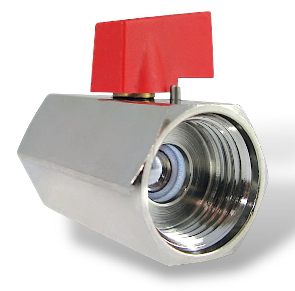 Mini Kugelhahn Messing roter Griff beidseitig Innengewinde IG 1/2 Zoll