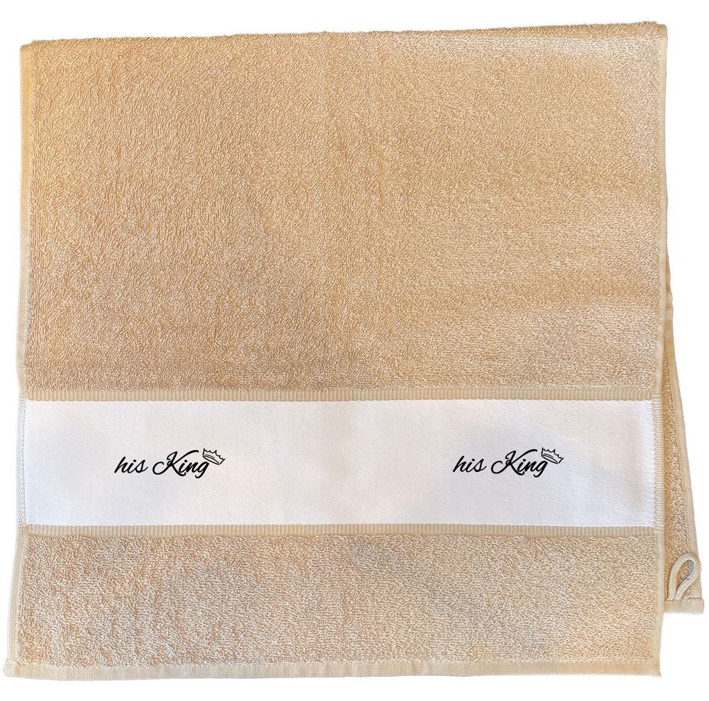 Huuraa Handtuch his King Krone 50x100cm Sand Baumwolle Handtuch Geschenkidee