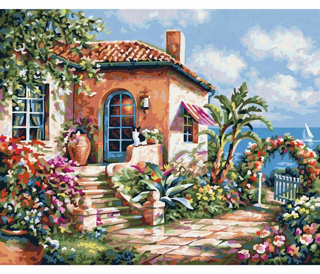 Schipper Malen nach Zahlen Ferienhaus am Meer , Meisterklasse Klassiker, Malvorlage, Wandbild, 24 x 30 cm, 609240795