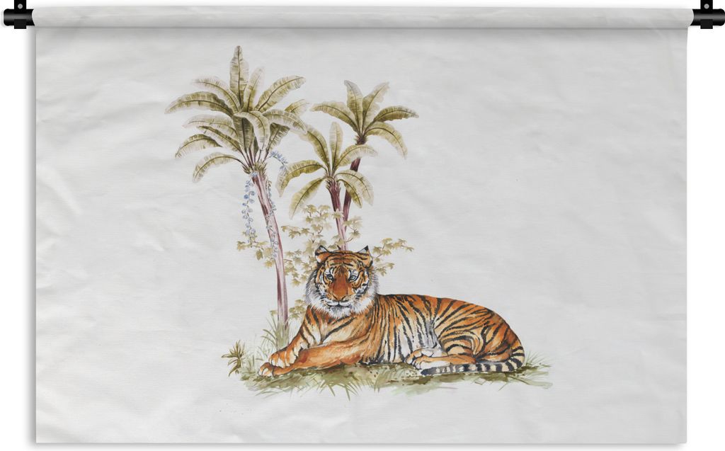 MuchoWow Wandteppich Wandbehang Tiger - Baum - Gemälde 60x40 cm Tapisserie Dekoration Wandtuch - Wanddekorationen