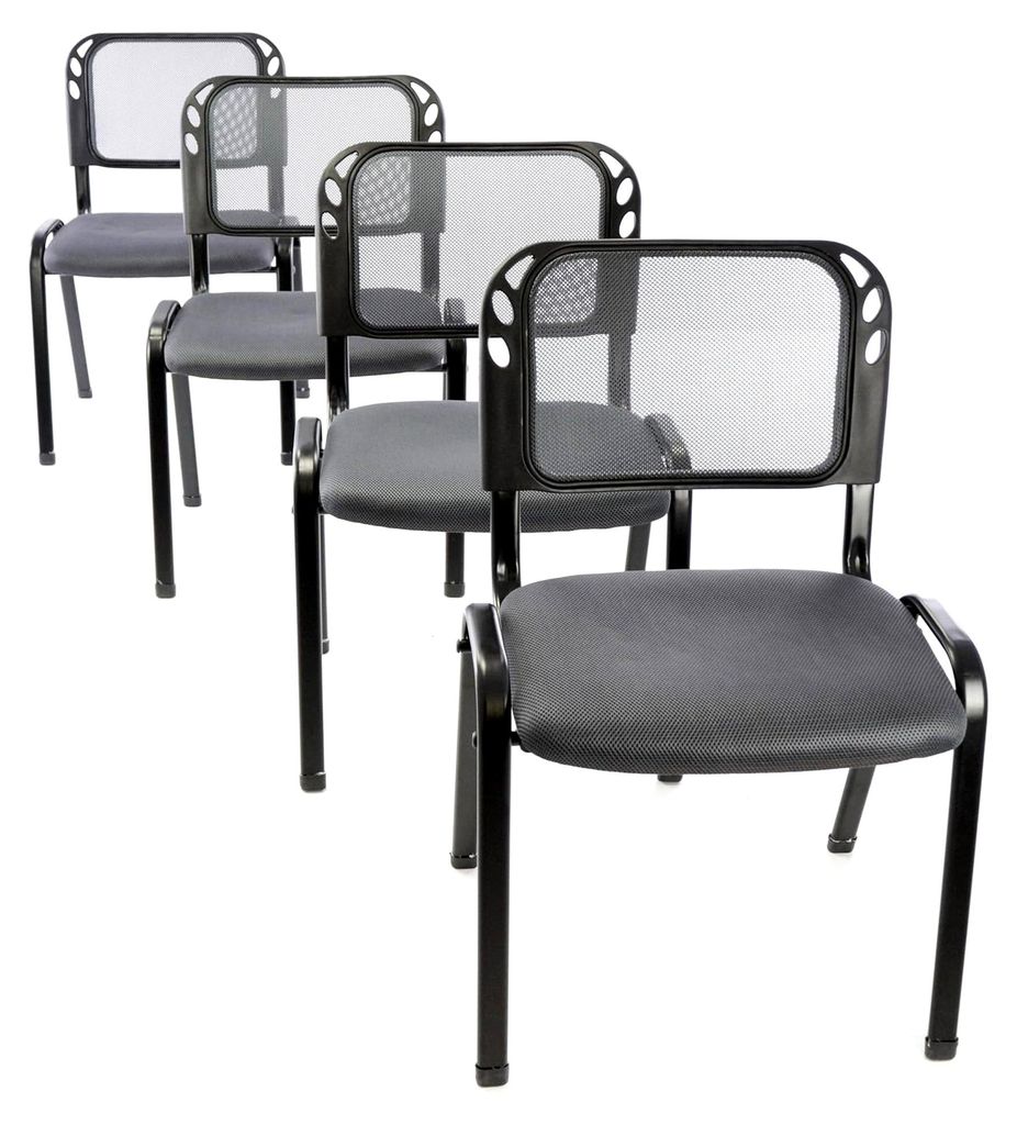 4er Set Konferenzstühle grau gepolsterte Sitzfläche stapelbar 52,5 x 45 x 80 cm Metallrahmen schwarz Anthrazit