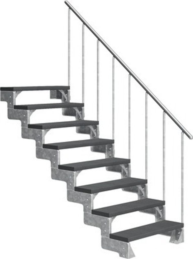 Aussentreppe Pertura Tallis mit Geländer 8 Steigungen 80 cm anthrazit