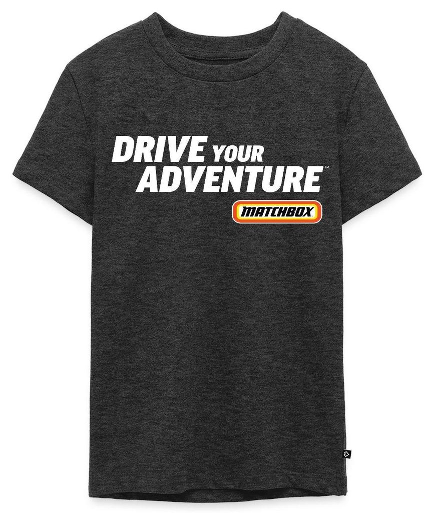 Spreadshirt Matchbox Logo Drive Your Adventure Teenager Premium T-Shirt, 146/152 (10 Jahre), Anthrazit meliert