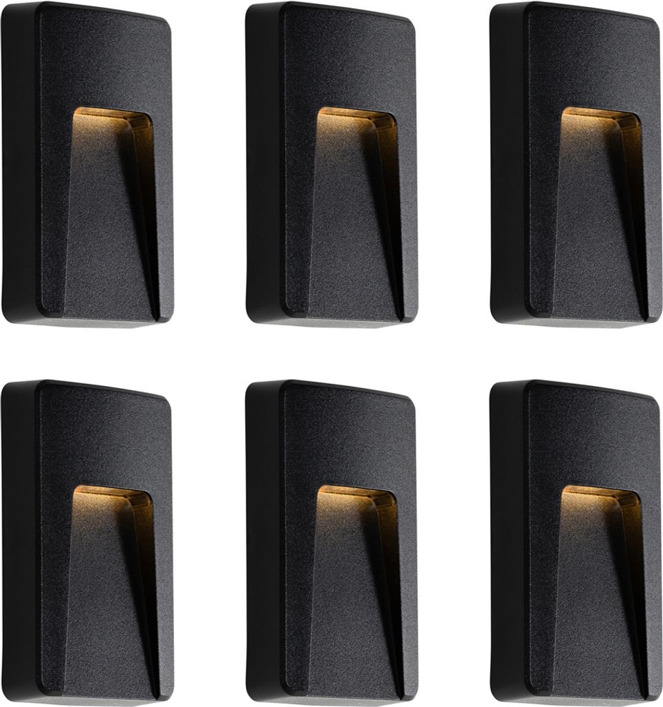 Set mit 6 Schwarzen Rechteckigen Außenwandleuchten inkl  Produktbild 