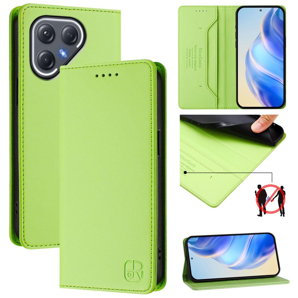 Lederhülle für Tecno Pova 7 Pro Hülle Flip Brieftasche Kartenfächern Ständer Schutzhülle Grün