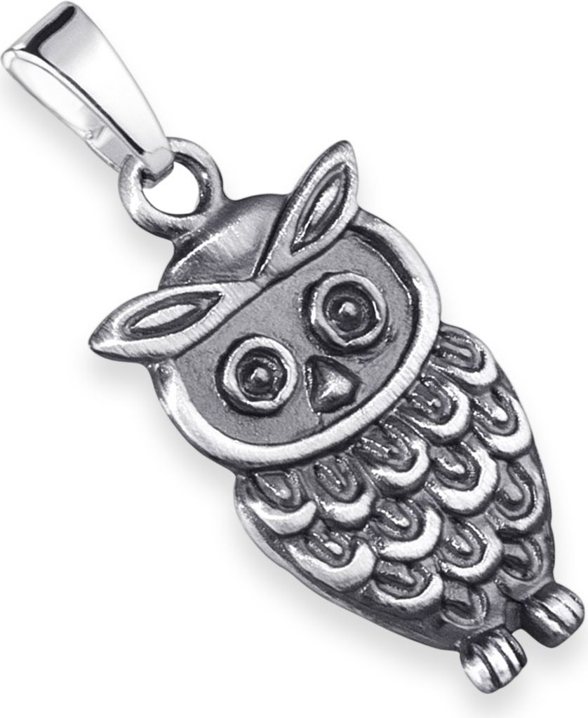 MATERIA Eulen Ketten-Anhänger Damen Kinder 925 Silber Schmuck Tier Vogel mit Geschenk-Box und Halskette KA-33