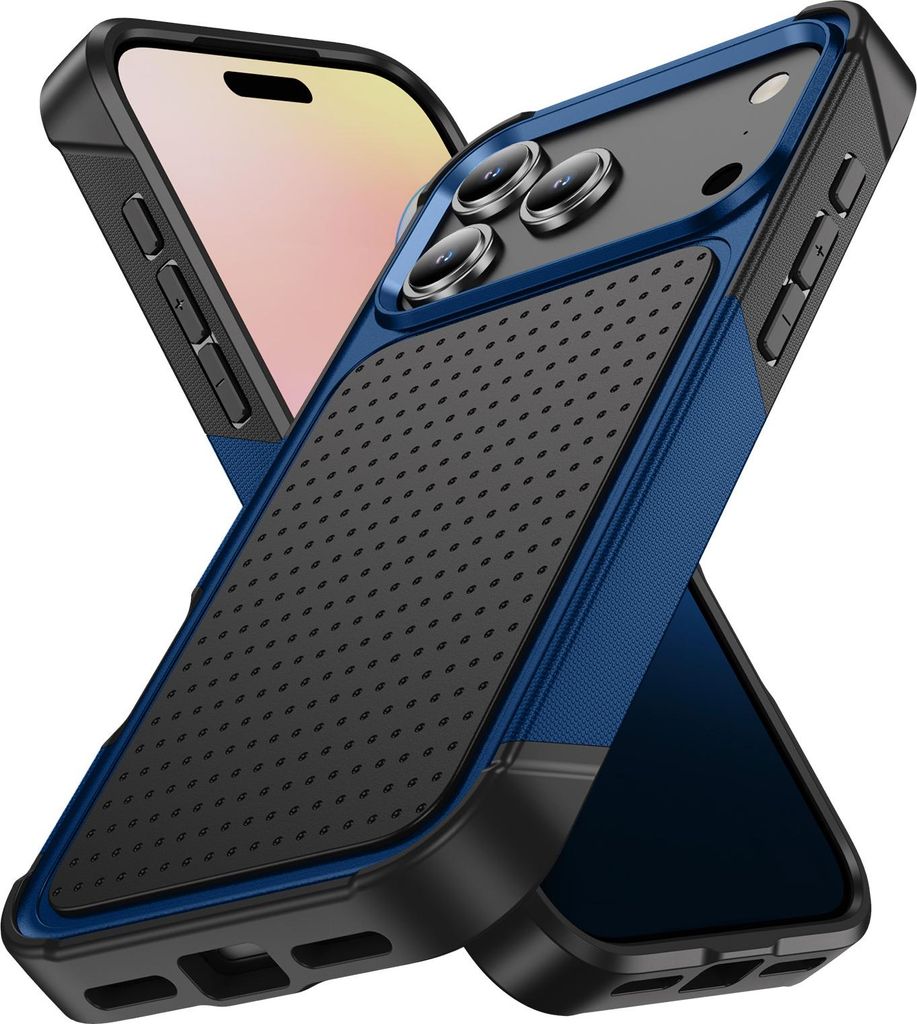 Für iPhone 17 Pro Hülle Militärqualität Stoßfest Hybrid 2 in 1 Hart PC Weich TPU Handyhülle Blau Schwarz