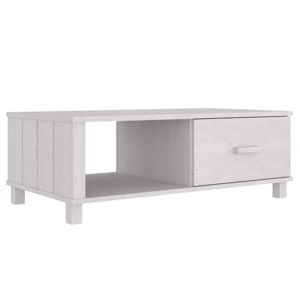 SYFAX™ Tavolino HAMAR Bianco 100x55x35 cm in Legno Massello di Pino